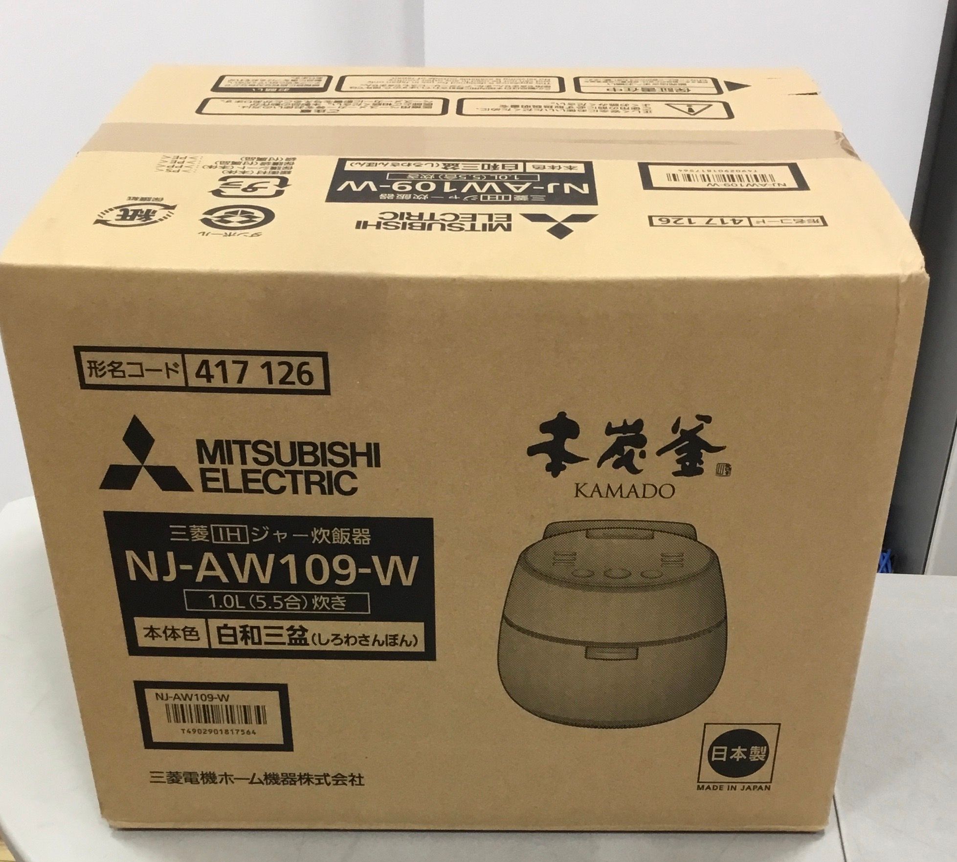 三菱電機/MITSUBISHI 本炭釜 KAMADO NJ-AW109-W [白和三盆] 炊飯器