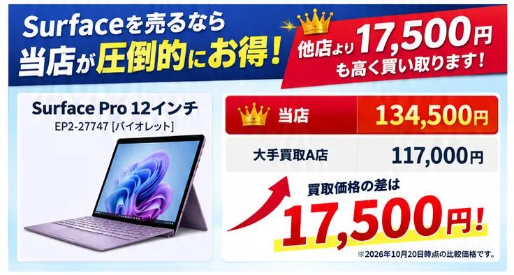 Surfaceを高く売るなら？買取価格を他店と比較！現金還元率ランキングTOP5