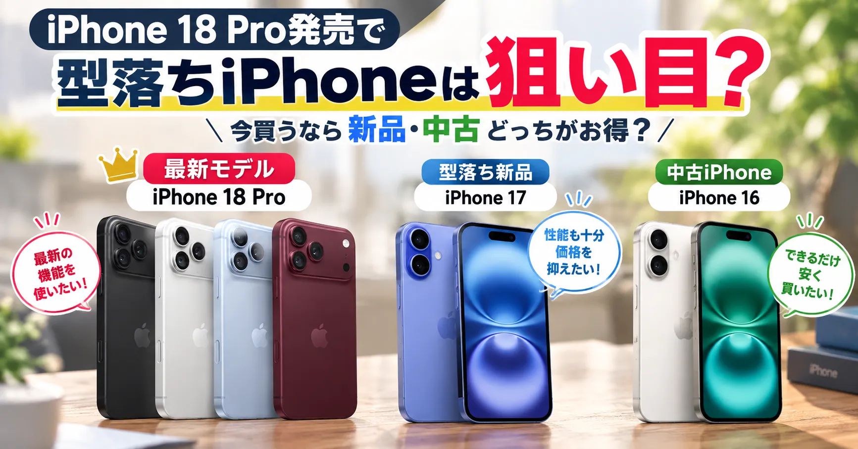 iPhone 18 Pro発売で型落ちiPhoneは狙い目？今買うなら新品・中古どっちがお得？